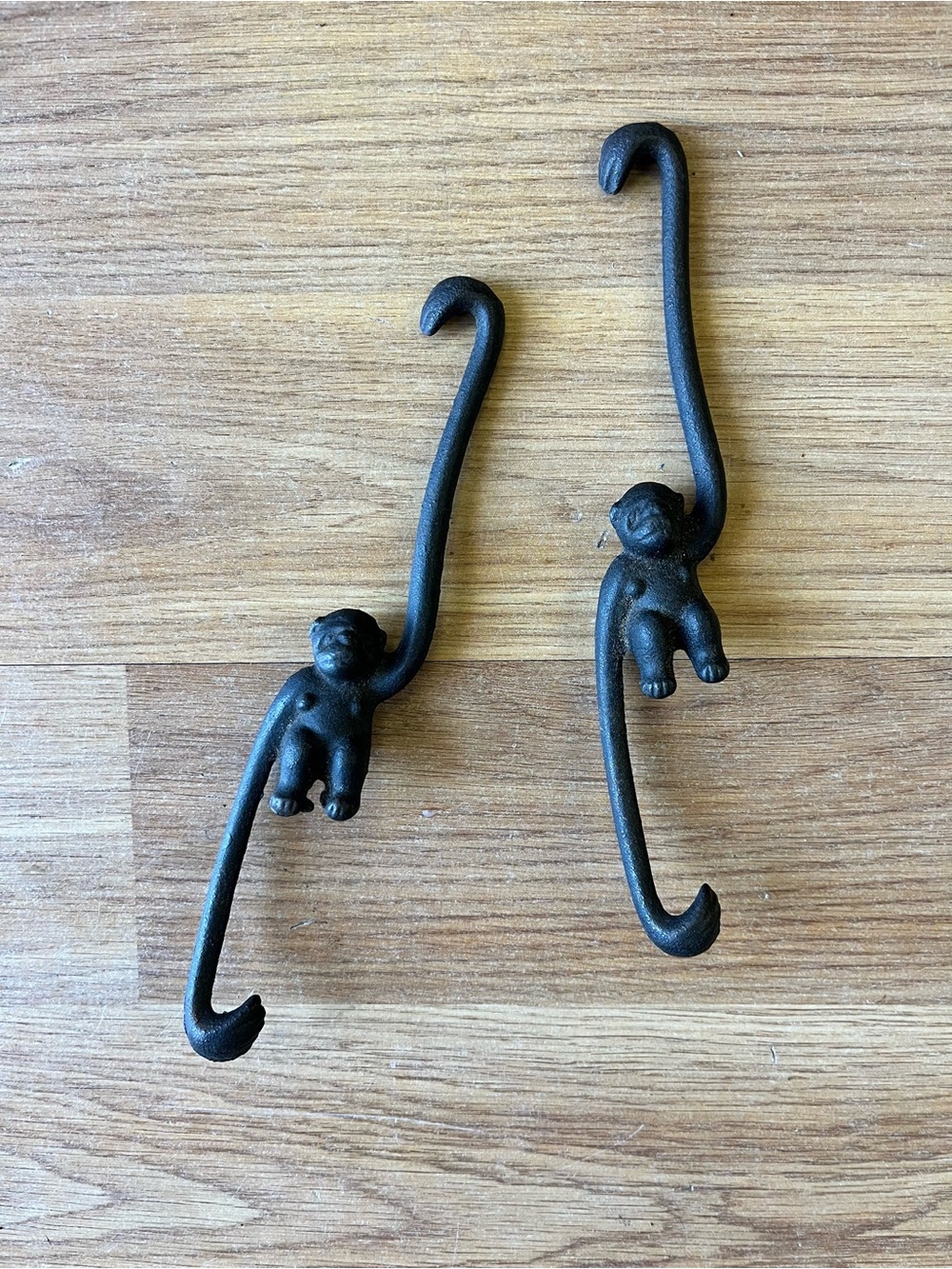 Vintage Cast Iron Monkey Hooks Mid-Century MCM Japan